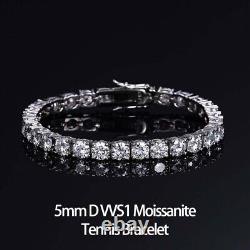 3mm 4mm 5mm D Color Moissanite Tennis Bracelet 925 Sterling Silver Pass Tester