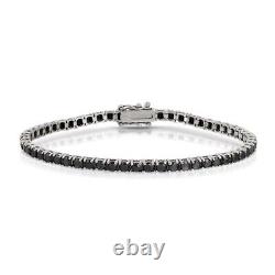 3mm Lab-Created Black Round Spinel Tennis Bracelet in 925 Sterling Silver 7