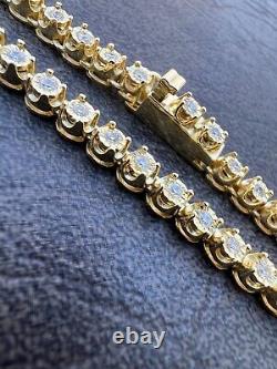 3mm MOISSANITE Illusion Set Tennis Bracelet 14k Gold Vermeil 925 Silver 6-8.5
