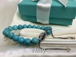 $425 David Yurman Sterling Silver 925 Turquoise Spiritual Beads Bracelet 8mm