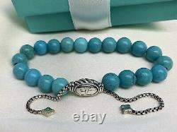 $425 David Yurman Sterling Silver 925 Turquoise Spiritual Beads Bracelet 8mm