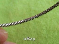 $450 Auth David Yurman Sterling Silver 3mm Twisted Cable Bangle Bracelet Medium