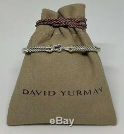 $475 David Yurman 925 Sterling Silver 4mm Cable Buckle Bracelet with 18K Gold