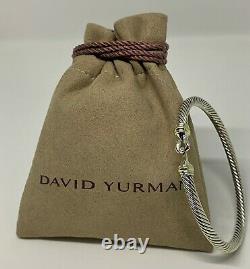 $475 David Yurman 925 Sterling Silver 4mm Cable Buckle Bracelet with 18K Gold