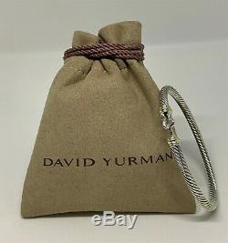 $475 David Yurman 925 Sterling Silver 4mm Cable Buckle Bracelet with 18K Gold