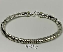 $475 David Yurman 925 Sterling Silver 4mm Cable Buckle Bracelet with 18K Gold