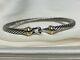 $475 David Yurman Sterling Silver 925 4mm Cable Buckle Bracelet With 18k Gold M