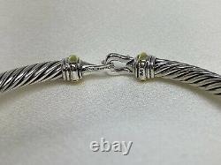 $475 David Yurman Sterling Silver 925 4mm Cable Buckle Bracelet with 18K Gold M