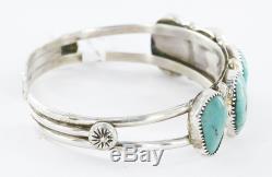 $480Tag Navajo. 925 Sterling Silver Natural Turquoise Native American Bracelet