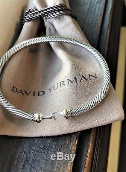 $495 David Yurman 925 Sterling Silver 5mm Cable Buckle Bracelet with 18K Gold