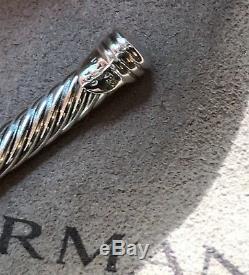 $495 David Yurman X 4mm Sterling Silver 925 Bracelet with 18K Gold Size Medium