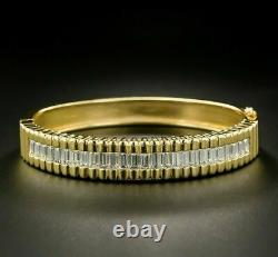 4Ct Baguette Cut Diamond VVS1/D Tennis Bracelet 14K Yellow Gold Over 7.25