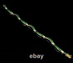 4Ct Princess Cut Green Sapphie Tennis Bracelet 14K White Gold Over 7.25