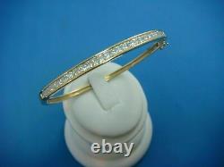 4Ct Princess Cut Real Moissanite Bangle Bracelet 14K Yellow Gold Plated Silver