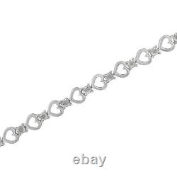 4Ct Round Cut Diamond Heart Shape Tennis Bracelet 14K White Gold Over 7.25