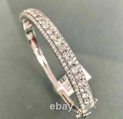 4Ct Round Cut Diamond Lab Created Women's Bangle Bracelet 14K White Gold Finish