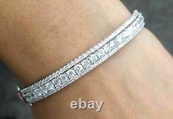 4Ct Round Cut Diamond Lab Created Women's Bangle Bracelet 14K White Gold Finish