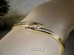 4Ct Round Cut Diamond Lab Created Women's Bangle Bracelet 14K Yellow Gold Finish