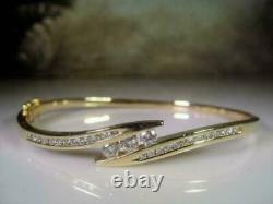 4Ct Round Cut Diamond Lab Created Women's Bangle Bracelet 14K Yellow Gold Finish