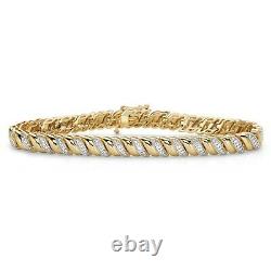 4Ct Round Cut Diamond S-Link Bracelet 14K Yellow Gold Over 7.25