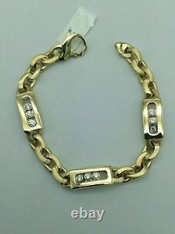 4Ct Round Cut Lab Created Diamond Men's Lab Bracelet 14K Yellow Gold Finish