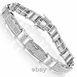 4Ct Round Simulated Diamond Engagement Men's Bracelet White Gold Plated