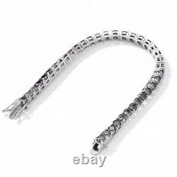 4MM Gray VVS Moissanite Tennis Chain Bracelet 925 Sterling Silver Pass Tester