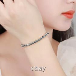 4MM Gray VVS Moissanite Tennis Chain Bracelet 925 Sterling Silver Pass Tester