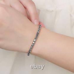 4MM Gray VVS Moissanite Tennis Chain Bracelet 925 Sterling Silver Pass Tester