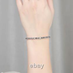 4MM Gray VVS Moissanite Tennis Chain Bracelet 925 Sterling Silver Pass Tester