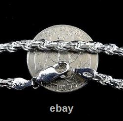 4MM Solid 925 Sterling Silver DIAMOND CUT ROPE CHAIN Bracelet or Necklace Italy