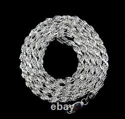 4MM Solid 925 Sterling Silver DIAMOND CUT ROPE CHAIN Bracelet or Necklace Italy