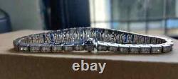 4.00Ct Round Cut White & Blue Diamond Art Deco Bracelet 14K White Gold Finish