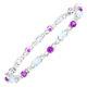 4 1/3 Ct Natural Amethyst & Created Opal Bracelet With Diamonds Sterling Silver