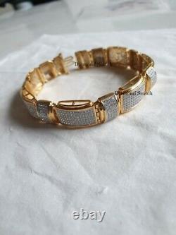 4.90CT Round Cut Pave Stone Attractive Men's Bracelet 14K Yellow Gold Over