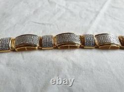 4.90CT Round Cut Pave Stone Attractive Men's Bracelet 14K Yellow Gold Over