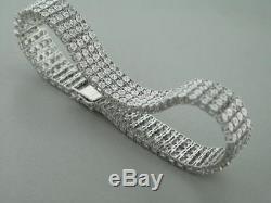 4 Row Men's Tennis Bracelet with Natural Diamonds in White Gold Finish