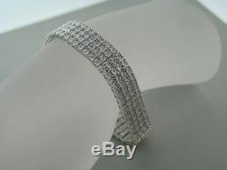 4 Row Men's Tennis Bracelet with Natural Diamonds in White Gold Finish