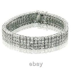 4 row Men's Tennis Bracelet with Natural Diamonds in Sterling Silver 1.50 Carats