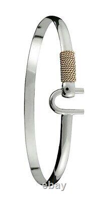 4mm. 925 Sterling Silver & 14K Gold ST. CROIX Caribbean Hook Bracelet Size 7