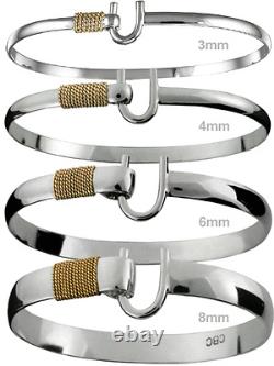 4mm. 925 Sterling Silver & 14K Gold ST. CROIX Caribbean Hook Bracelet Size 7