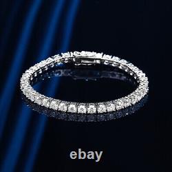 4mm D VVS1 Moissanite Tennis Chain Bracelet for Women Men 925 Sterling Silver