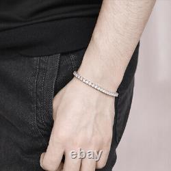 4mm D VVS1 Moissanite Tennis Chain Bracelet for Women Men 925 Sterling Silver