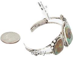 $500Tag Apache. 925 Sterling Silver Natural Turquoise Native American Bracelet