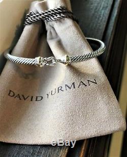 $525 David Yurman 925 Sterling Silver 5mm Cable Buckle Bracelet with 18K Gold