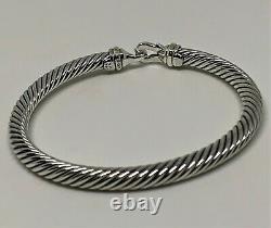 $525 David Yurman 925 Sterling Silver 5mm Cable Buckle Bracelet with 18K Gold