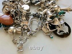 53 Vintage Sterling Silver Charm Bracelet Enamel American West