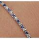 5ct Blue Sapphire & Simulated Diamond Tennis Bracelet 7.25 14k White Gold Over