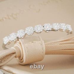5CT Round Cut Simulted Diamond Women's Bangle Bracelet 14k White Gold Finish