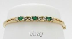 5Ct Oval Cut Lab Created Emerald & Diamond Bracelet 14K Gold Finish Silver